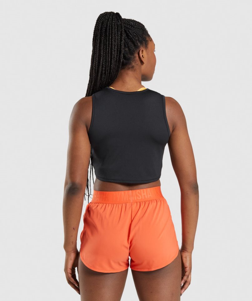 Podkoszulki Gymshark Treningowe Crop Damskie Czarne | PL 198EHV